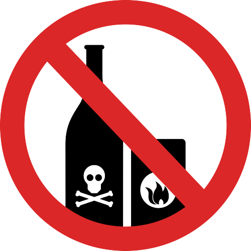 No poisonous and flammable items sign