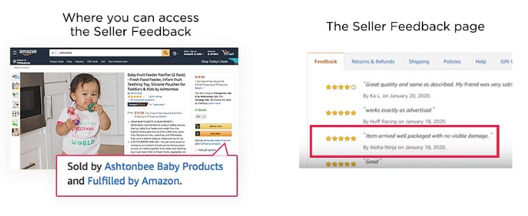 a screenshot of Amazon seller feedback page
