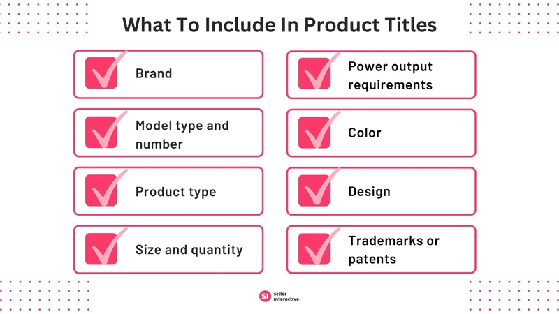 a checklist of What To Include In Product Titles